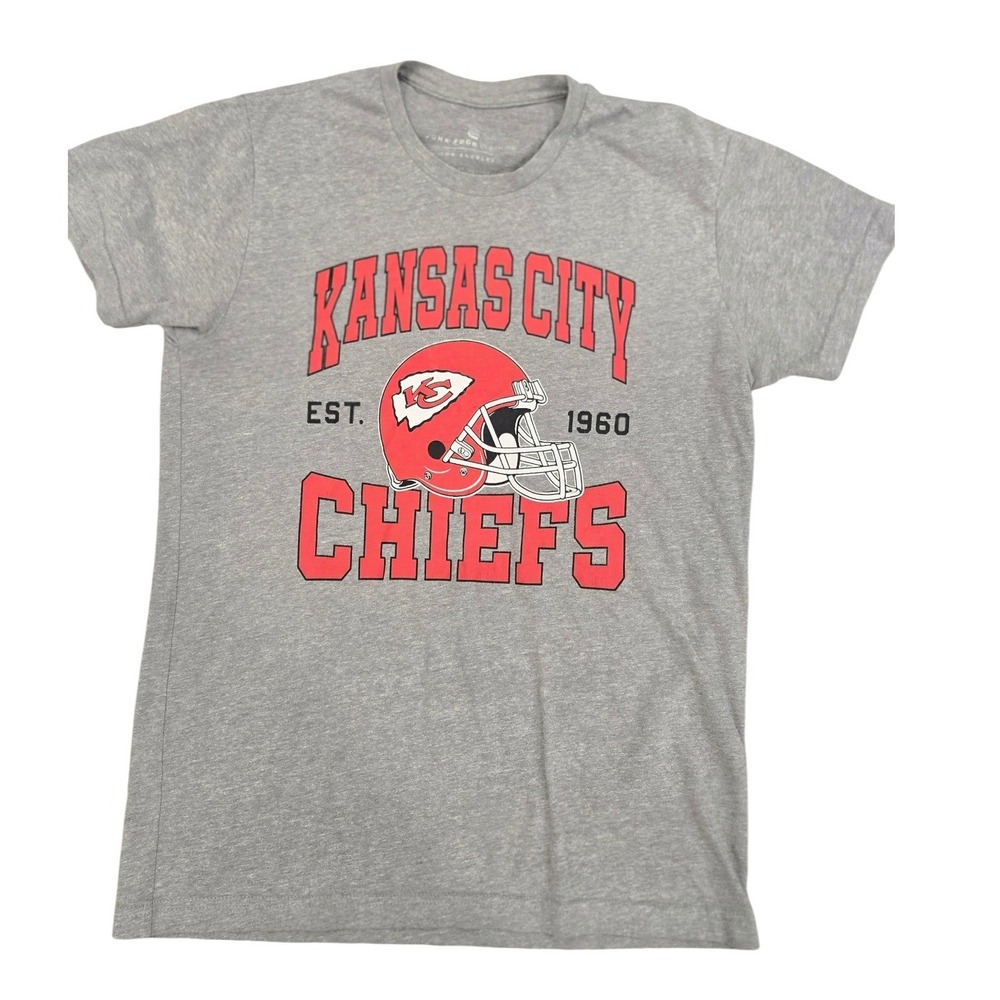 Junk Food Clothing Kansas City Chiefs Grey Graphic T-Shirt Mens Small NFL